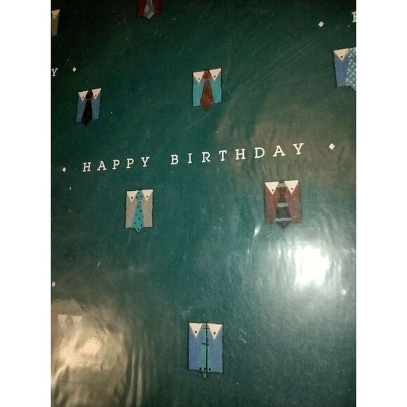 Vintage Hallmark Birthday Gift Wrap Dark Green Mens Shirt and Tie Wrapping Paper - Picture 3 of 3